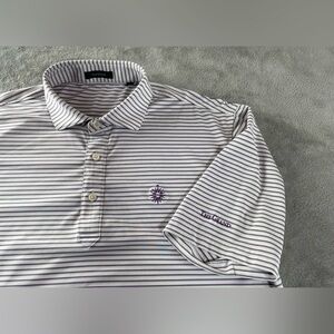 Turtleson Polo Shirt Mens L Lavender Purple Stripes Golf Performance The Grand